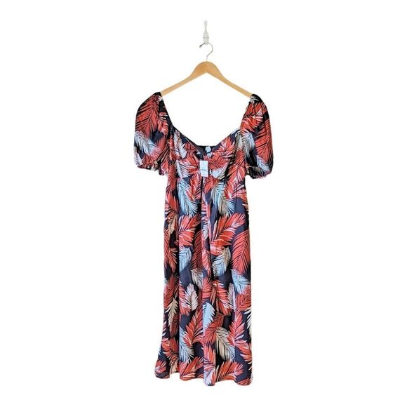 J.Crew Black Wildfire Print Puff-Sleeve Twist-Front Midi Dress NWT - Picture 6 of 14